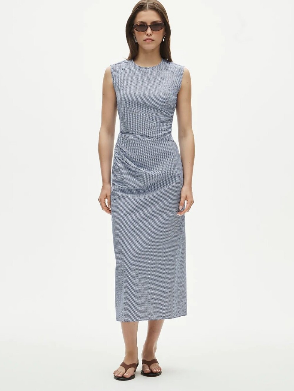J Crew Ruched midi dress in stretch cotton-blend poplin CU798 Size 4